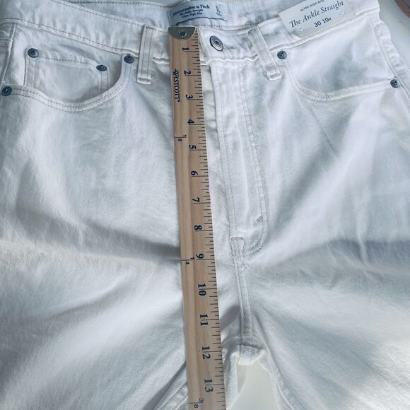 Abercrombie & Fitch Jeans 30/10 Ivory Ultra High Rise Ankle Straight Capsule NEW - Picture 4 of 10